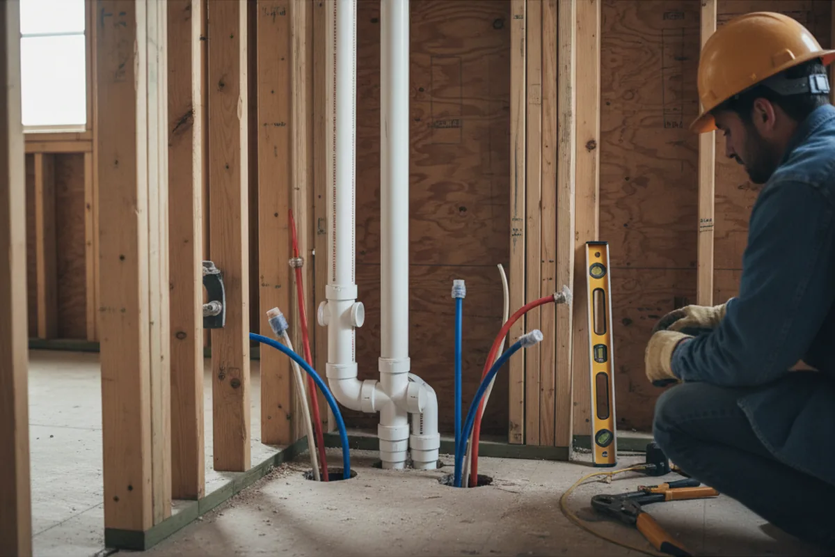 Drain and supply rough-in during Sump Pump Repair in Larkspur
